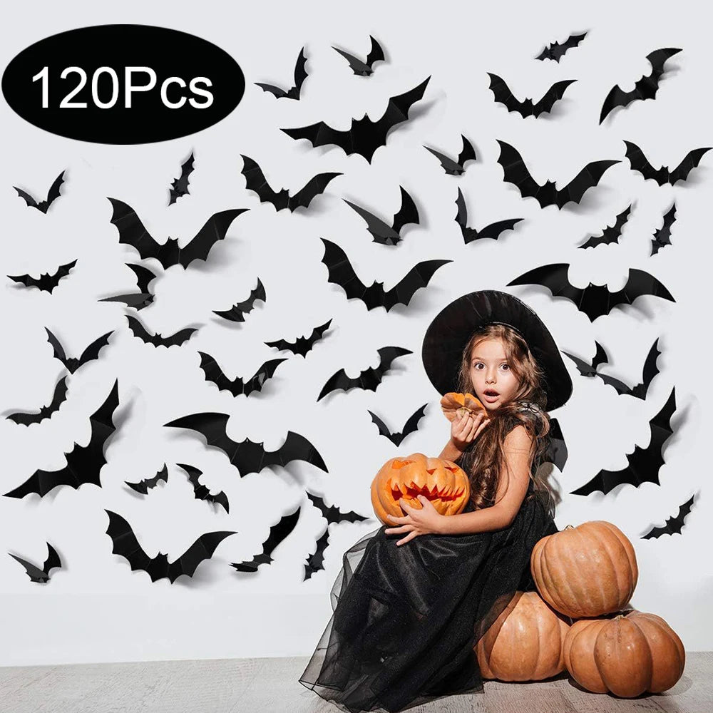 MEZARIX 3D black Halloween bat wall decorations