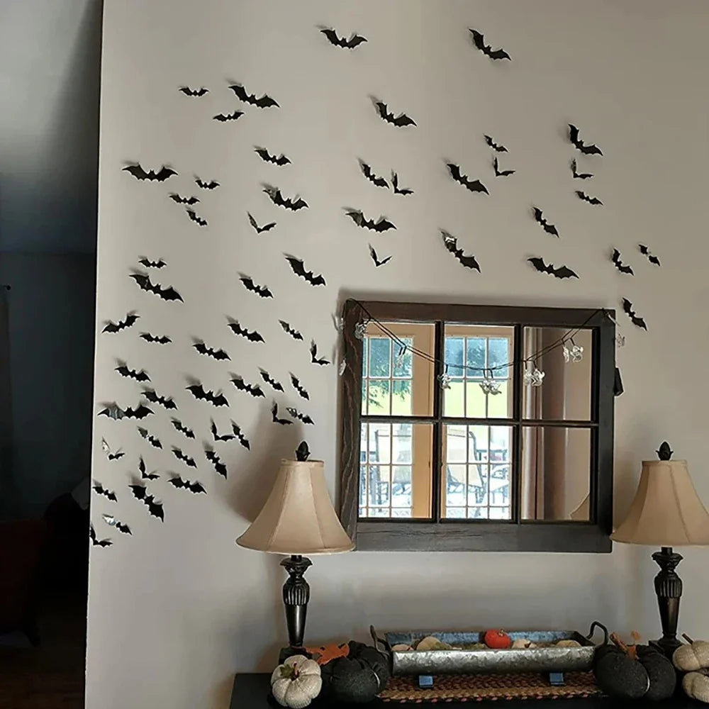 3D Halloween bat wall decorations arranged for seasonal decor