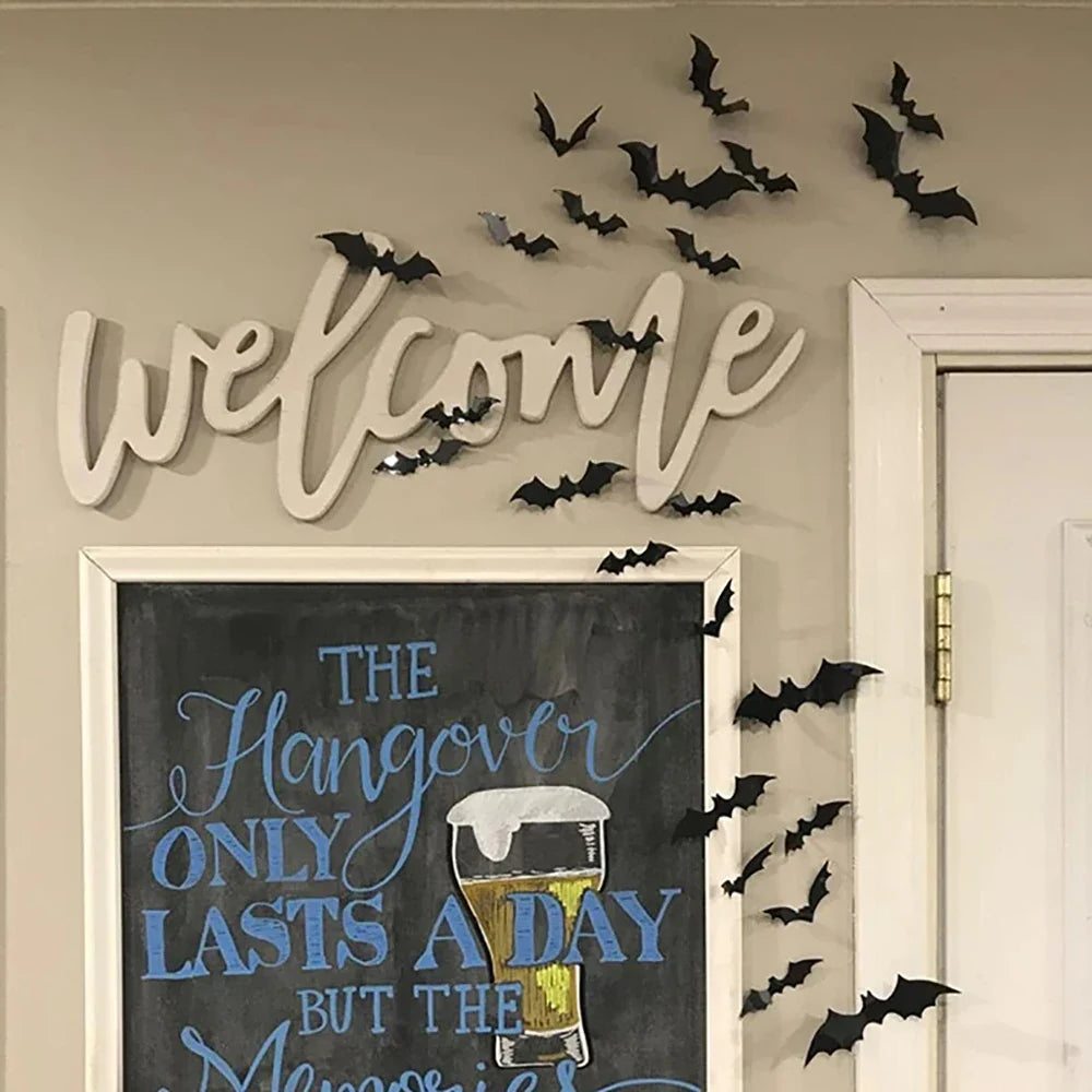 Black PVC bat decorations for Halloween walls and displays